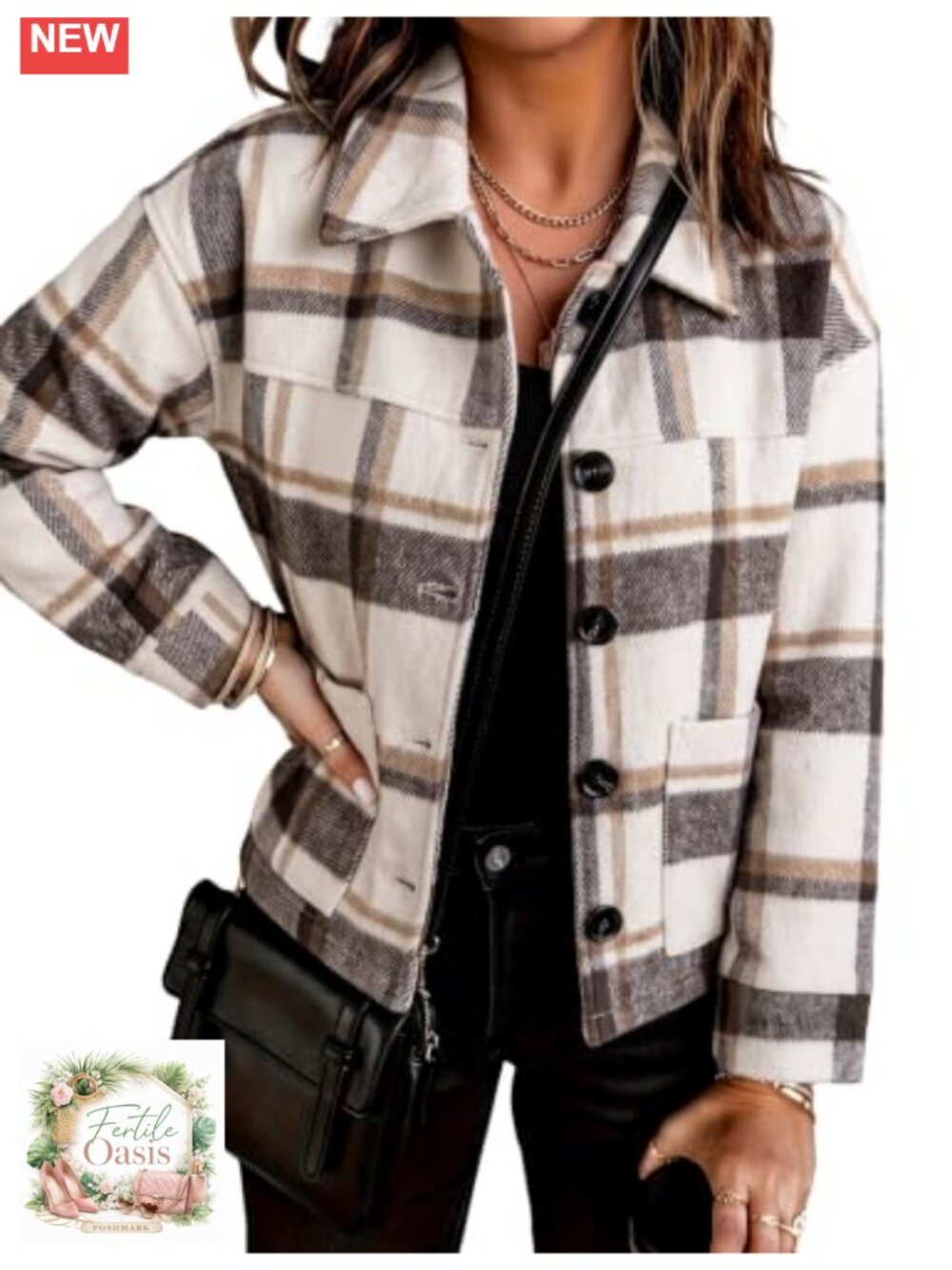 Women's Flannel Cropped Plaid Shacket Jacket Button Down Fall Outfits